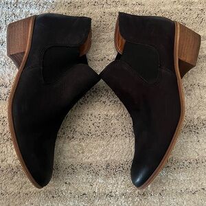 New Nordstrom Bp. Boots Black Leather Nubuck Suede Shoes Booties Anckle Wooden